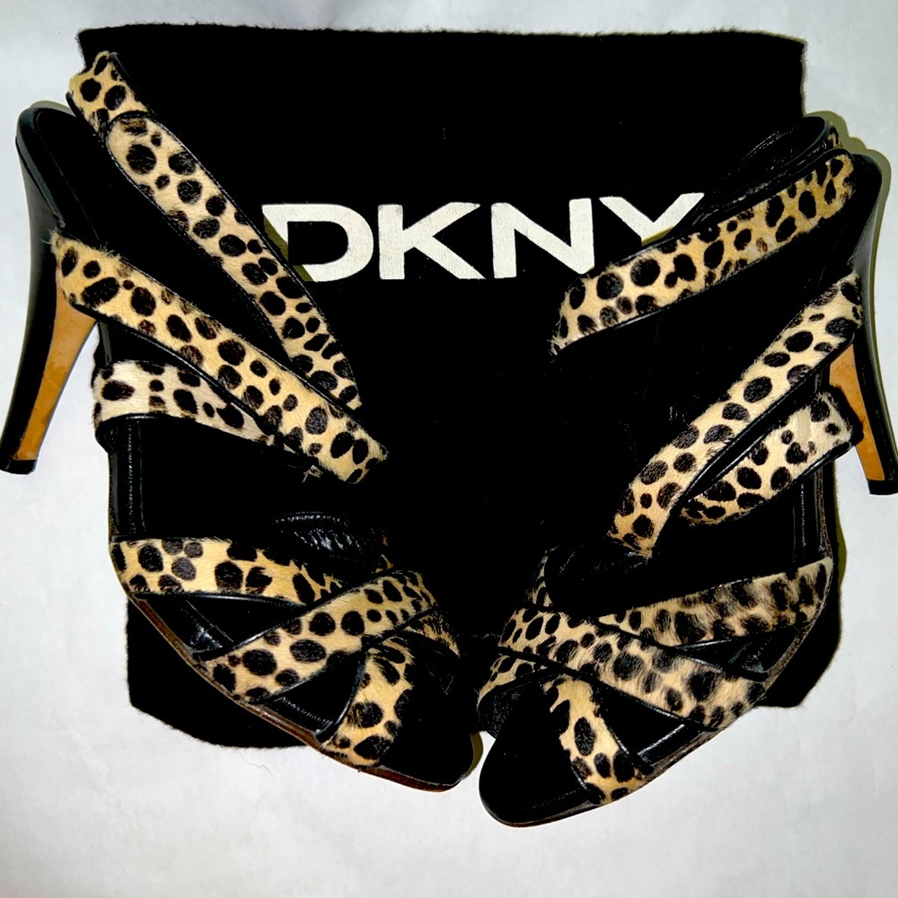 DKNY Insolia cheetah print calf hair sandals